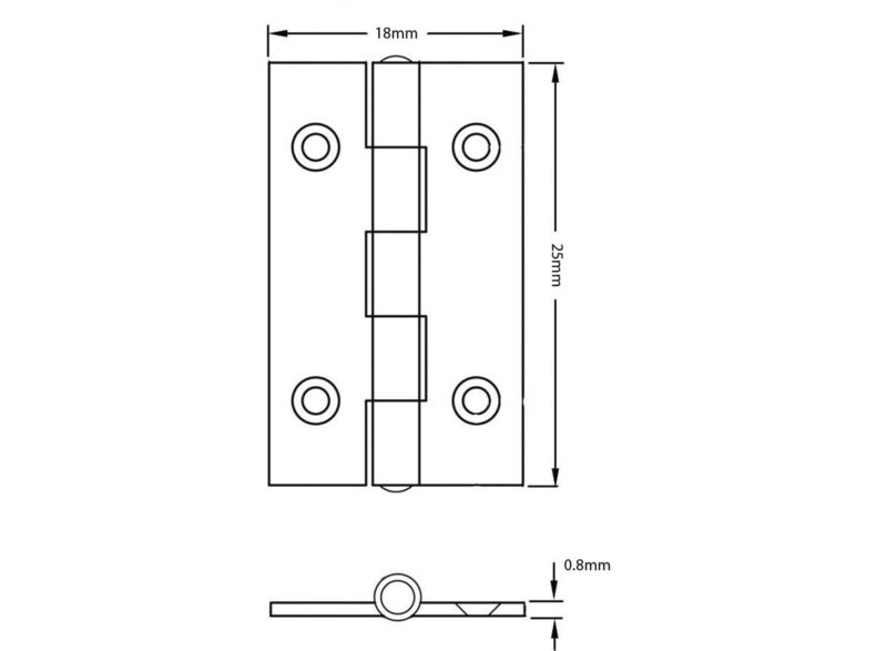 STAINLESS STEEL LIGHT DUTY HINGES 1.0" - Image 2